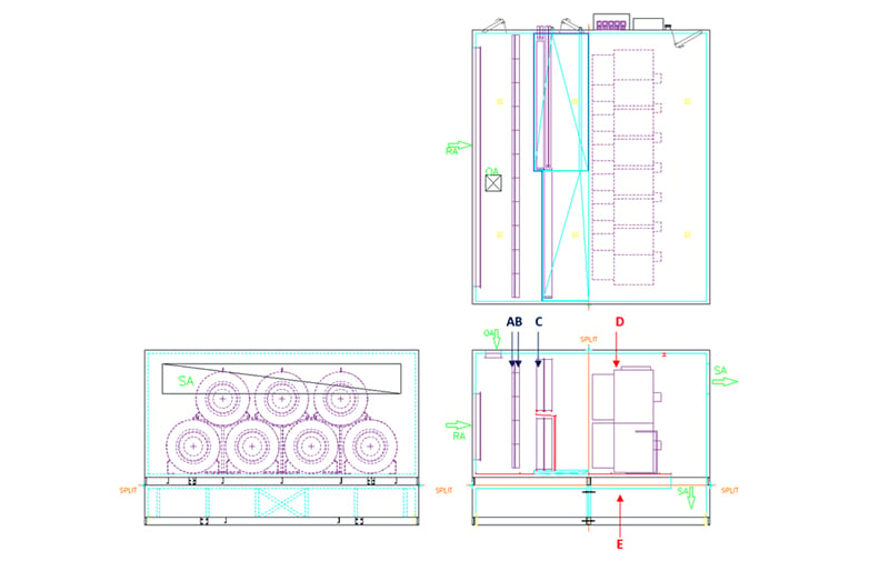 90K CFM Indoor Custom Air Handler drawing