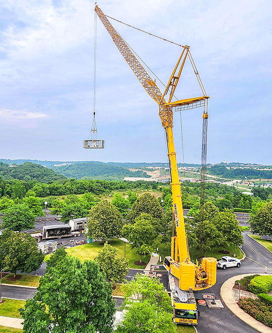 Craning a custom air handling unit section