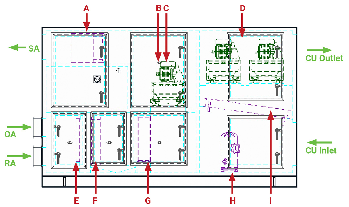 Custom-indoor-AHU-with-packaged-DX-and-electric-heat-drawing