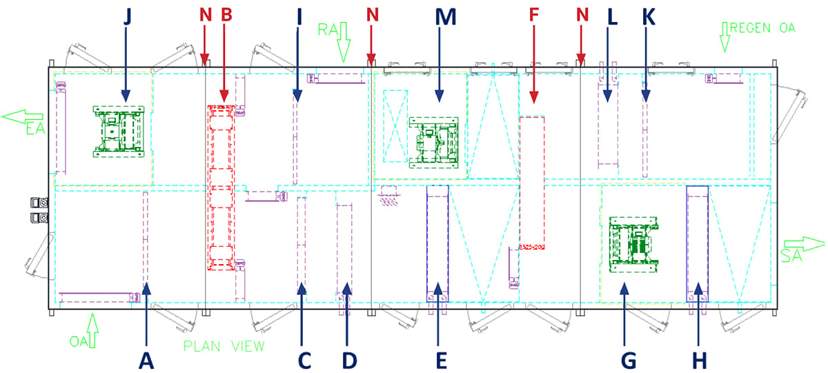 XeteX Custom AHU drawing for 12-story office