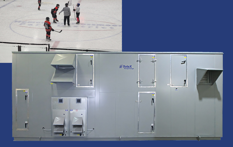 Desiccant dehumidification RTU for an ice arena