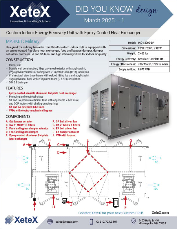 XeteX Custom Indoor ERU with Epoxy-Coated Heat Exchanger