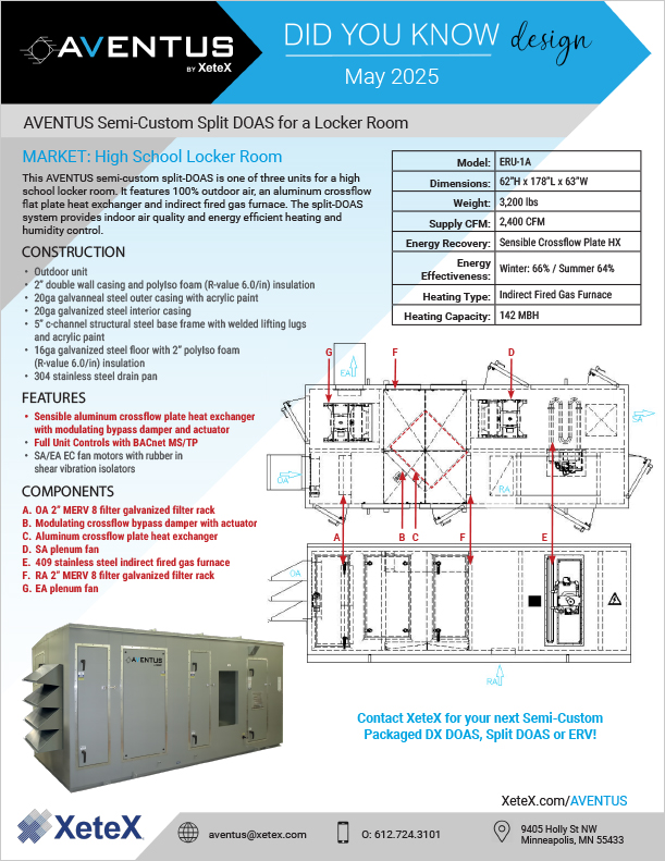 AVENTUS Semi-Custom Split-DOAS for a Locker Room AVENTUS Semi-Custom Split-DOAS for a Locker Room