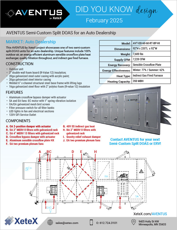 AVENTUS Semi-Custom Split-DOAS for an Auto Dealership