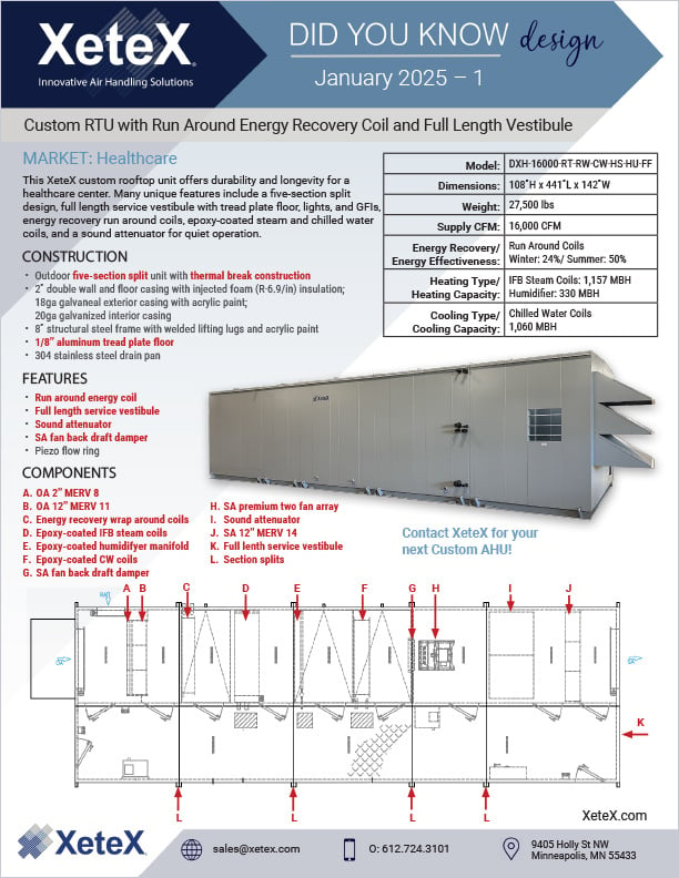 Custom RTU with Run Around Energy Coil and Full Length Vestibule