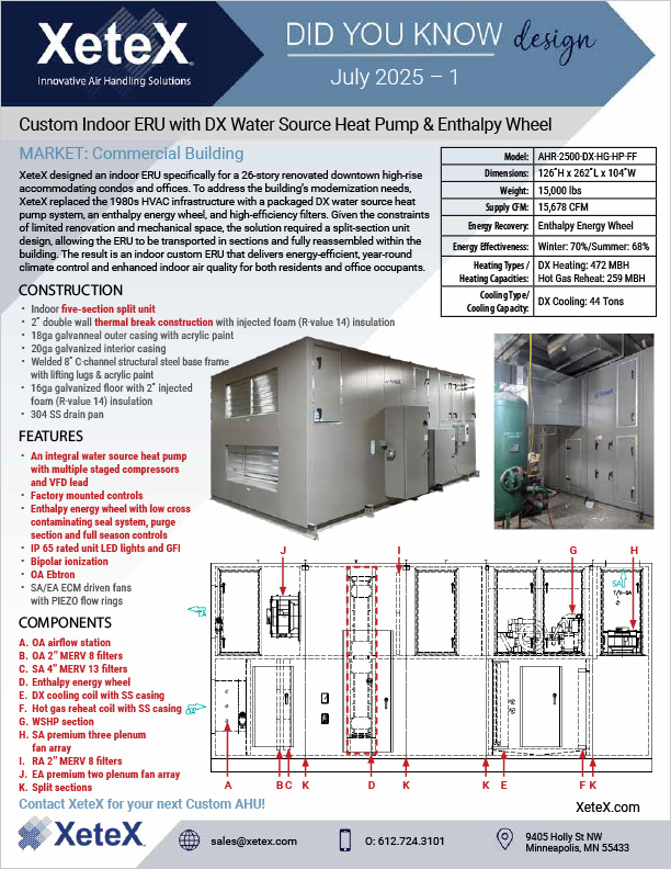 XeteX Custom Indoor ERU with DX WSHP and Enthalpy Wheel