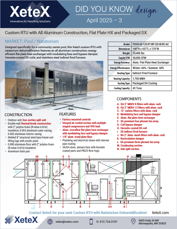 XeteX Custom Pool Natatorium Air Handling Unit