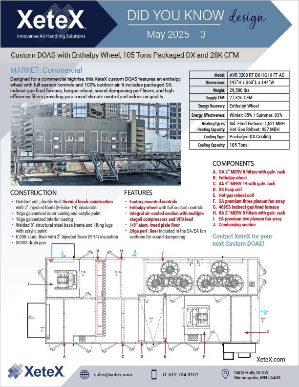 XeteX Custom DOAS with Enthalpy Wheel for commercial highrise
