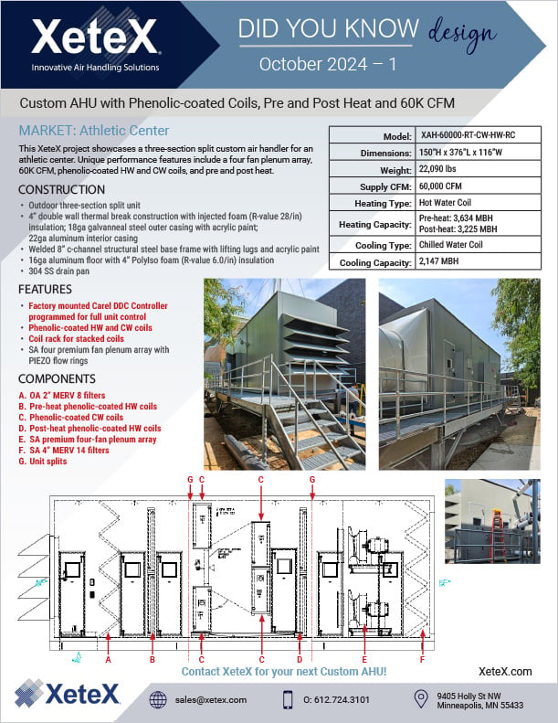 XeteX Custom AHU with Phenolic-Coated Coils Pre and Post Heating