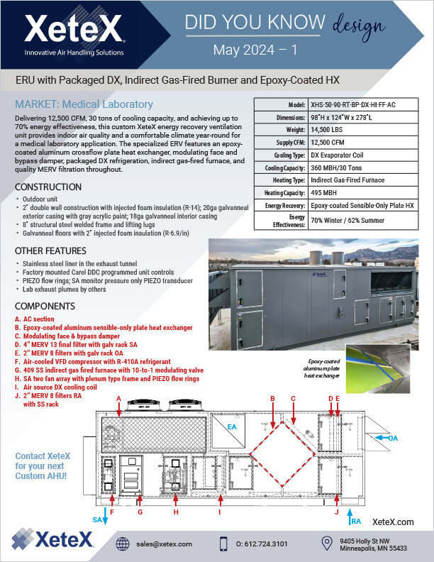 XeteX-DYK-May-2024-Custom-ERU-with-Packaged-DX-Indirect-Gas-Fired-Burner-and-Epoxy-Coated-HX-1